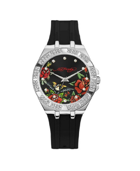 Часы и аксессуары Ed Hardy женские кварцевые матовые черные наручные часы 38 мм