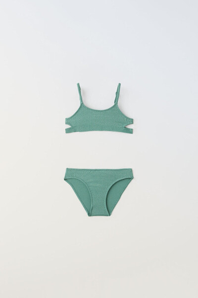 6-14 years/ shimmery cut-out bikini set