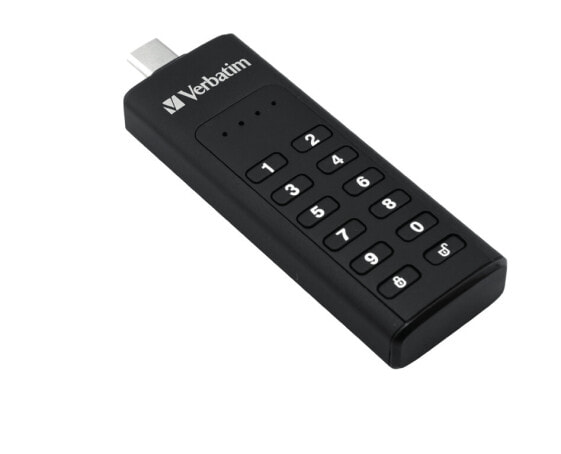 Verbatim Keypad Secure - USB-C Drive with Password Protection and AES-256 HW encryption to protect your data - 128 GB - Black, 128 GB, USB Type-C, 3.2 Gen 1 (3.1 Gen 1), Capless, 30 g, Black