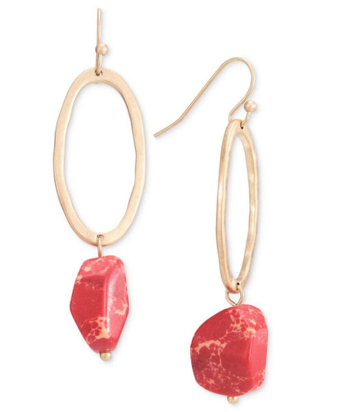 Open Oval & Color Stone Drop Earrings, Created for Macy's