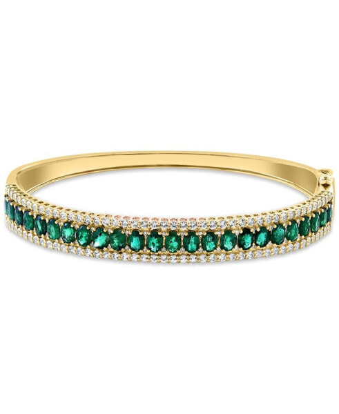EFFY® Emerald (4-1/2 ct. t.w.), White Sapphire (1-1/3 ct. t.w.) & Diamond (1/6 ct. t.w.) Bangle Bracelet in 14k Gold