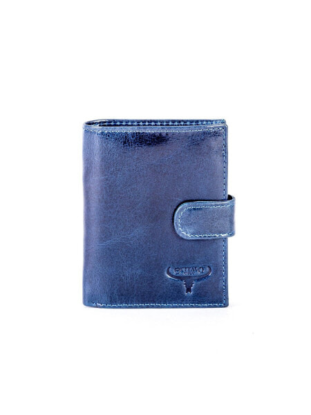 Мужское портмоне кожаное синие вертикальное на кнопке Portfel-CE-PR-D1072L-VTU.84-granatowy Factory Price