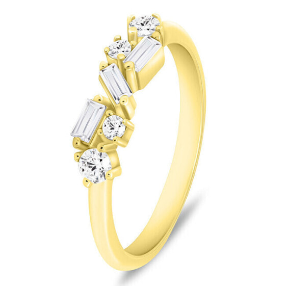 Decent gold-plated ring with clear zircons RI121Y