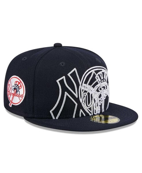 Men's Navy New York Yankees Game Day Overlap 59FIFTY Fitted Hat