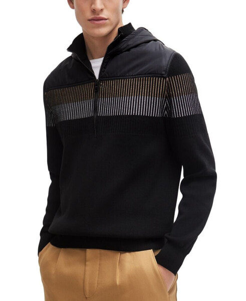 Men's Contrast Hood Knitted Jacket