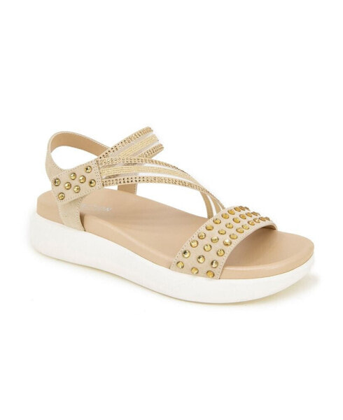 Women's Taryn Asymmetrical Slingback Jeweled Wedge Sandals