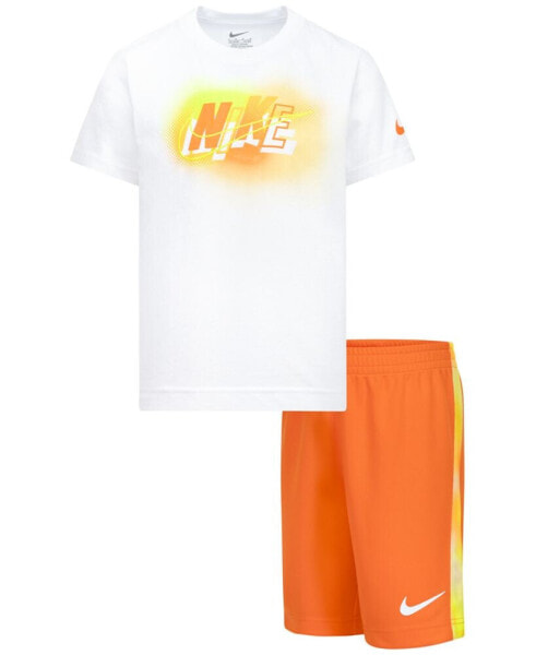 Комплект для девочек Nike Летняя футболка и шорты с графическим рисунком, 2 предмета