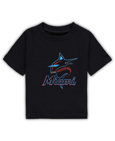 Infant Boys and Girls Black Miami Marlins Team Crew Primary Logo T-shirt