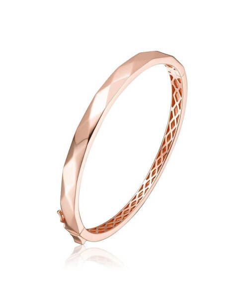 Classy Sterling Silver with Rose Gold Plating Bangle Bracelet