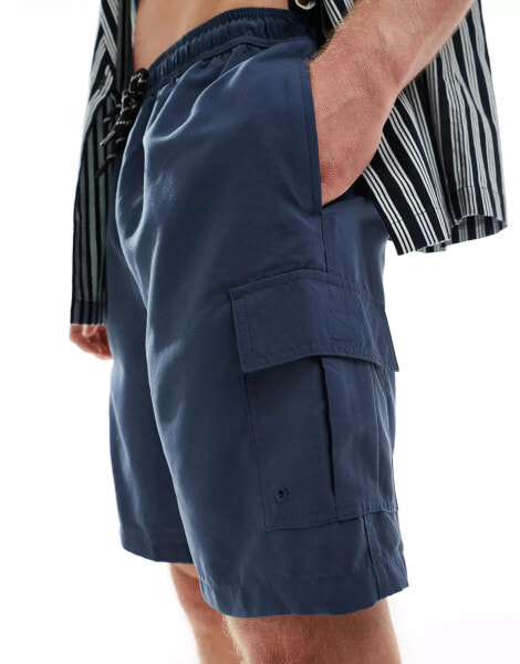 New Look cargo swim shorts in navy