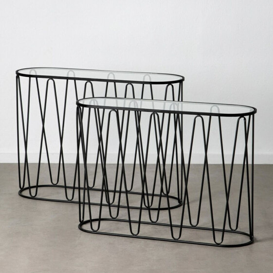 Мебель для прихожей 107 x 35,5 x 79 cm Стеклянный Чёрный Металл (2 штук)