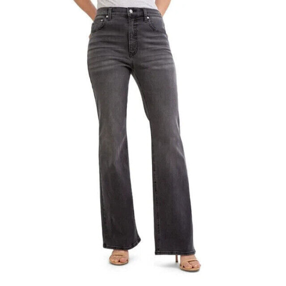 Jordache Women's 30" High Rise Flare Jeans 6 Black 100% Cotton Pull-On Pockets