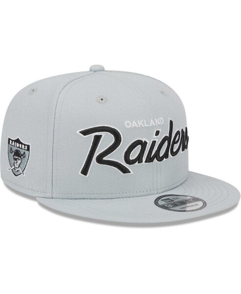 Men's Silver Oakland Raiders Gridiron Classics Main Script 9FIFTY Snapback Hat