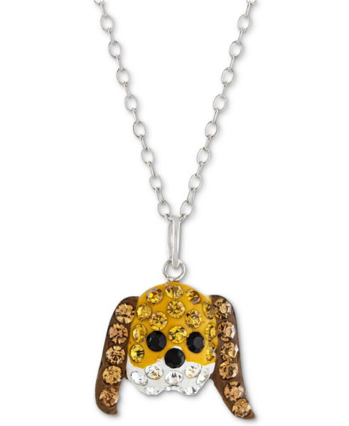 Crystal Dog Face 18" Pendant Necklace in Sterling Silver, Created for Macy's