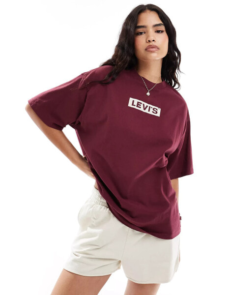 Levi's Short Stack box tab logo relaxed fit t-shirt in burgundy