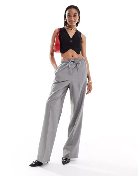 ASOS DESIGN Tall tailored pull on trousers in grey