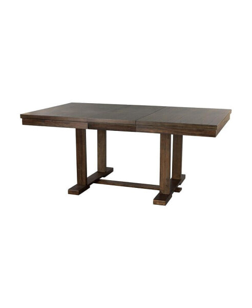 Classic Light Rustic Brown Finish Wooden 1pc Dining Table w Self-Storing Leaf Mindy Veneer Furniture