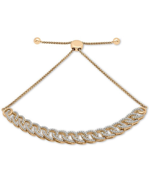 Diamond Large Link Bolo Bracelet (1/2 ct. t.w.) in Sterling Silver or 14k Gold-Plated Sterling Silver, Created for Macy's