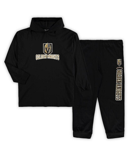 Men's Black Vegas Golden Knights Big and Tall Pullover Hoodie and Joggers Sleep Set