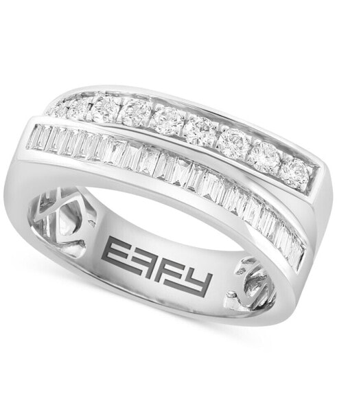 EFFY® Diamond Baguette & Round Double Row Ring (1/2 ct. t.w.) in 14k White Gold