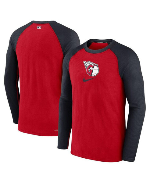 Men's Red Cleveland Guardians Authentic Collection Game Raglan Performance Long Sleeve T-shirt