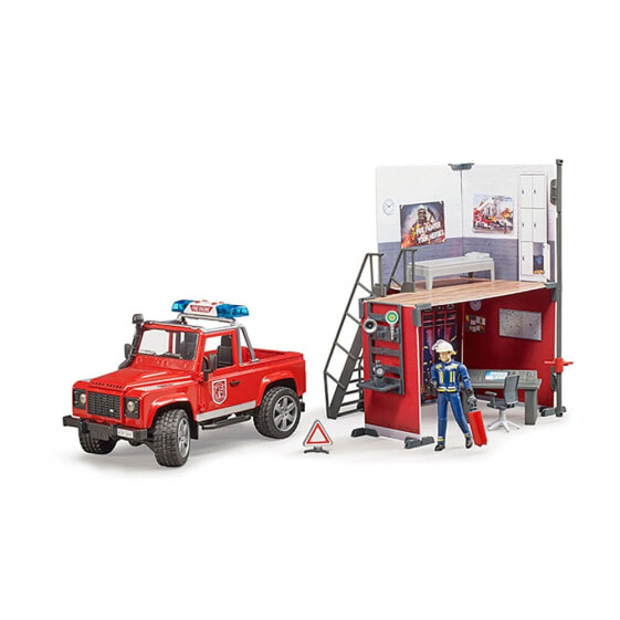 Игрушечный транспорт Bruder Пожарная станция с Land Rover и пожарным