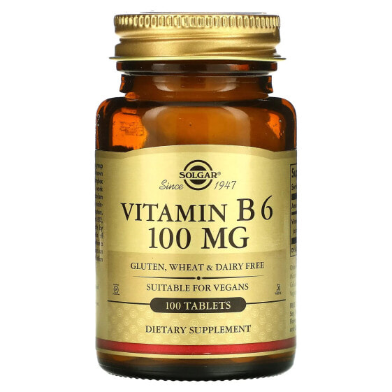 Solgar, Витамин В6, 100 мг, 100 таблеток