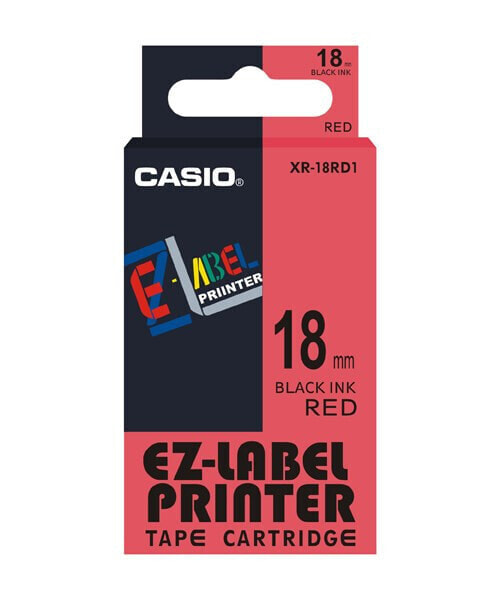 Casio XR-18RD1 - Black on red - Black - 1.8 cm - 8 m - Box