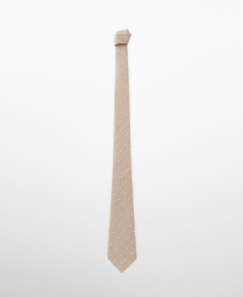 Men's Polka Dot Cotton And Linen Tie