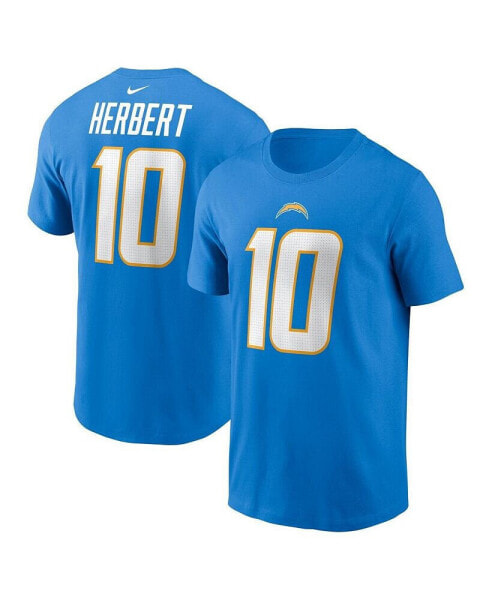 Men's Justin Herbert Powder Blue Los Angeles Chargers Player Name and Number T-shirt