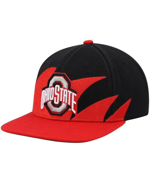 Бейсболка Mitchell&Ness "Ohio State Buckeyes" красная, черная Sharktooth Snapback для мужчин