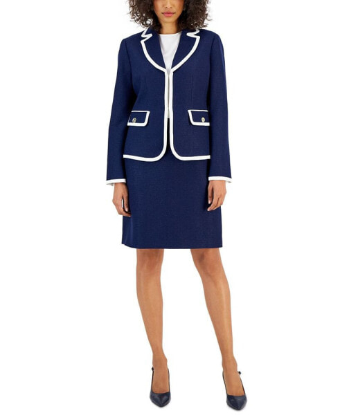 Women's Sparkle Contrast-Trim Jacket & Pencil Skirt Suit