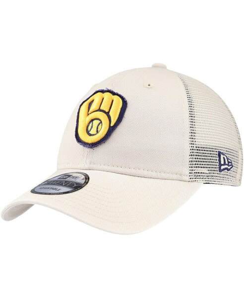 Men's Stone Milwaukee Brewers Game Day 9TWENTY Adjustable Trucker Hat