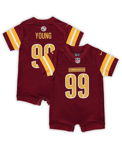 Newborn and Infant Boys and Girls Chase Young Burgundy Washington Commanders Game Romper Jersey
