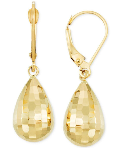 Mirror-Cut Teardrop Drop Earrings in 14k Gold