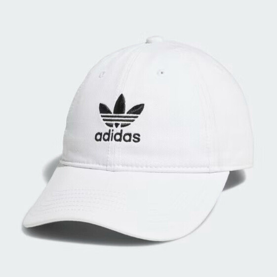 Women's Adidas Originals Cap Relaxed Strap-Back Hat Trefoil White Black Cotton