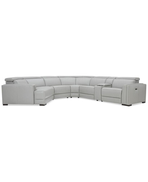 CLOSEOUT! Jenneth 6-Pc. Leather Sofa with 2 Power Motion Recliners and Cuddler, Created for Macy's