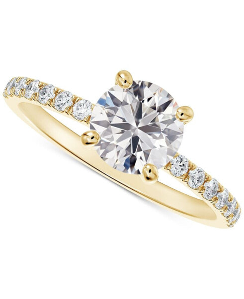 Diamond Solitaire Round-Cut Pavé Engagement Ring (7/8 ct. t.w.) in 14k Gold