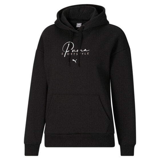Puma Sport Script Pullover Hoodie Womens Black Casual Outerwear 67944901