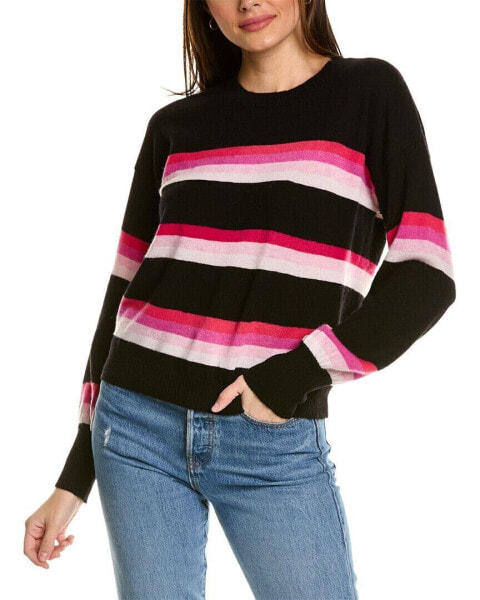 Scott & Scott London Pippa Stripe Wool & Cashmere-Blend Sweater Women's Black L