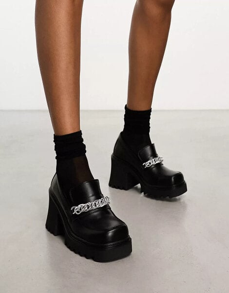 Lamoda Drag Me Down chunky heeled loafers in black