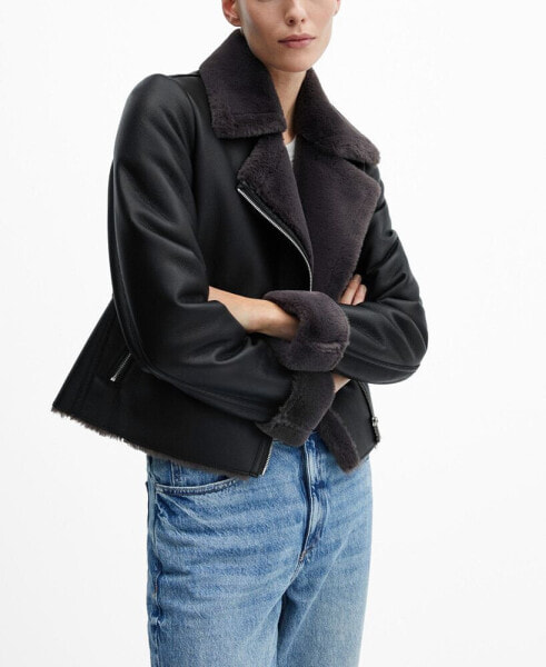 Women's Oversized Leather-Effect Jacket