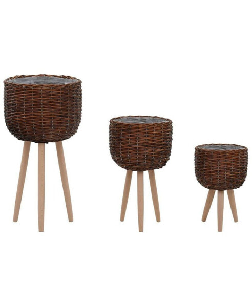 Planter 3 pcs Wicker with PE Lining