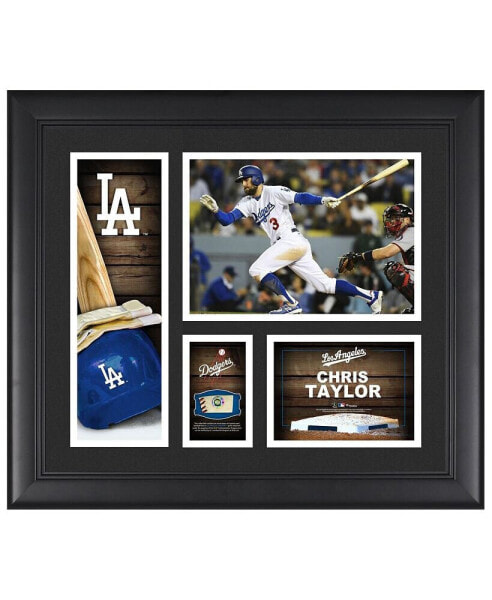 Chris Taylor Los Angeles Dodgers Framed 15" x 17" Player Collage with a Piece of Game-Used Ball