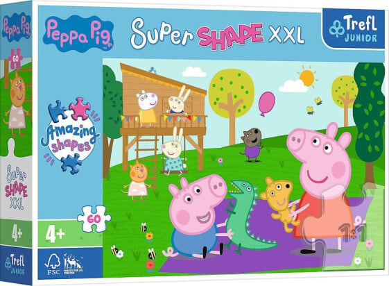 Trefl Puzzle 60 elementy Super Shape XXL Świnka Peppa Zabawy z braciszkiem