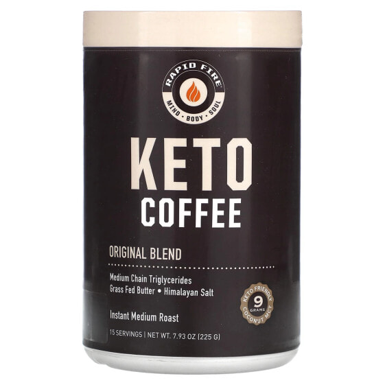 RAPIDFIRE, Keto Coffee, оригинальная смесь, растворимый, средней обжарки, 225 г (7,93 унции)
