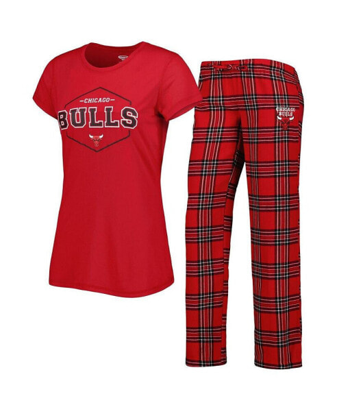Women's Red, Black Chicago Bulls Badge T-shirt and Pajama Pants Sleep Set
