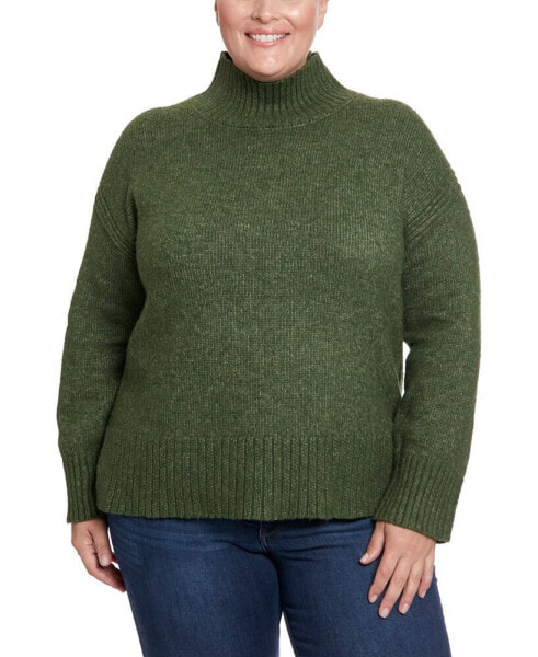 Plus Size Plush Tunic Mock Neck Sweater