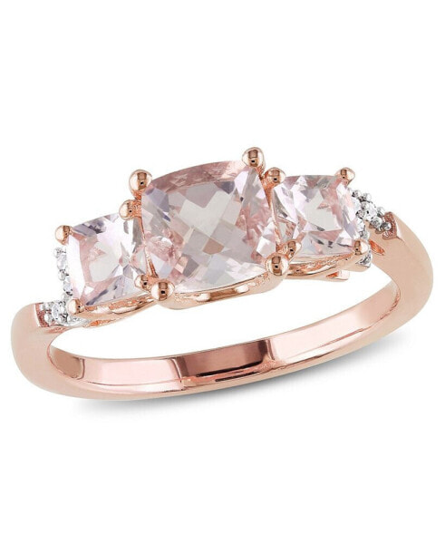 Кольцо Macy's Morganite and Diamond Accent 3-Stone Rose Gold