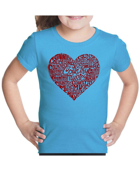 Big Girl's Word Art T-shirt - Country Music Heart